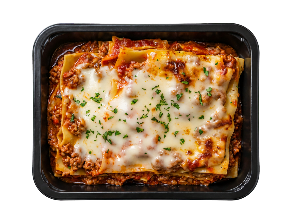 Lasagne serveret i cremet tomatsauce – Frost