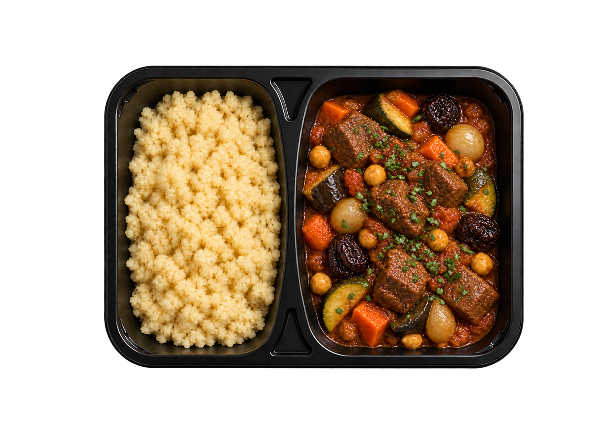 Marokkansk oksetagine med svesker, kikærter og couscous – Frost