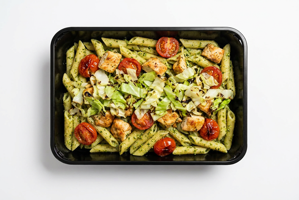 Kylling med penne i krydderurtepesto og sommergrønt – Frost