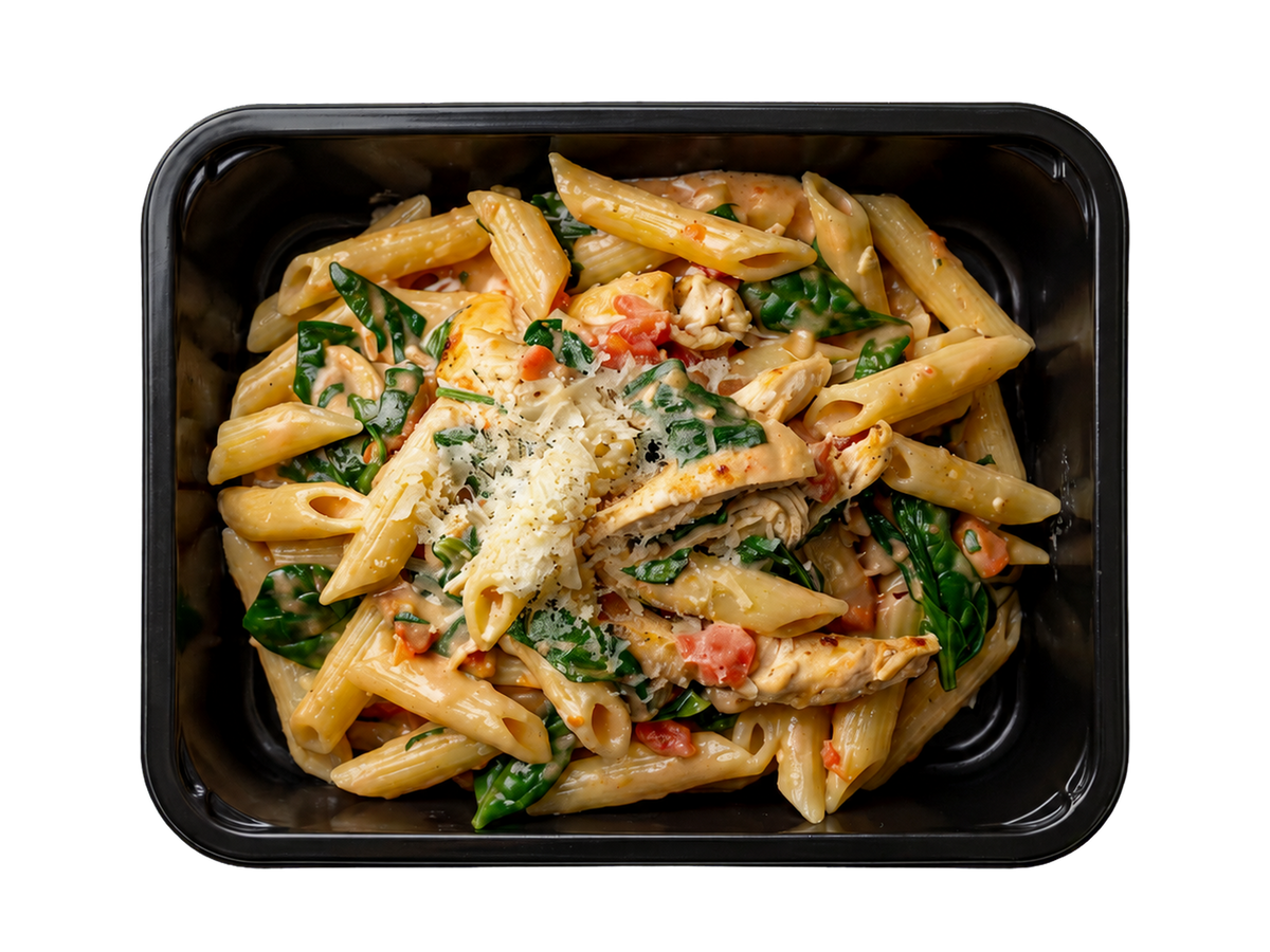 Kylling i cremet tomatsauce med spinat, penne og parmesan – Frost
